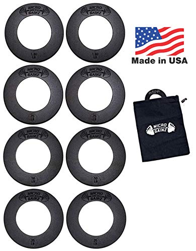 Micro Gainz Calibrated Fractional Weight Plate Set of .25LB-.50LB-.75LB-1LB Plates (8 Plate Set)