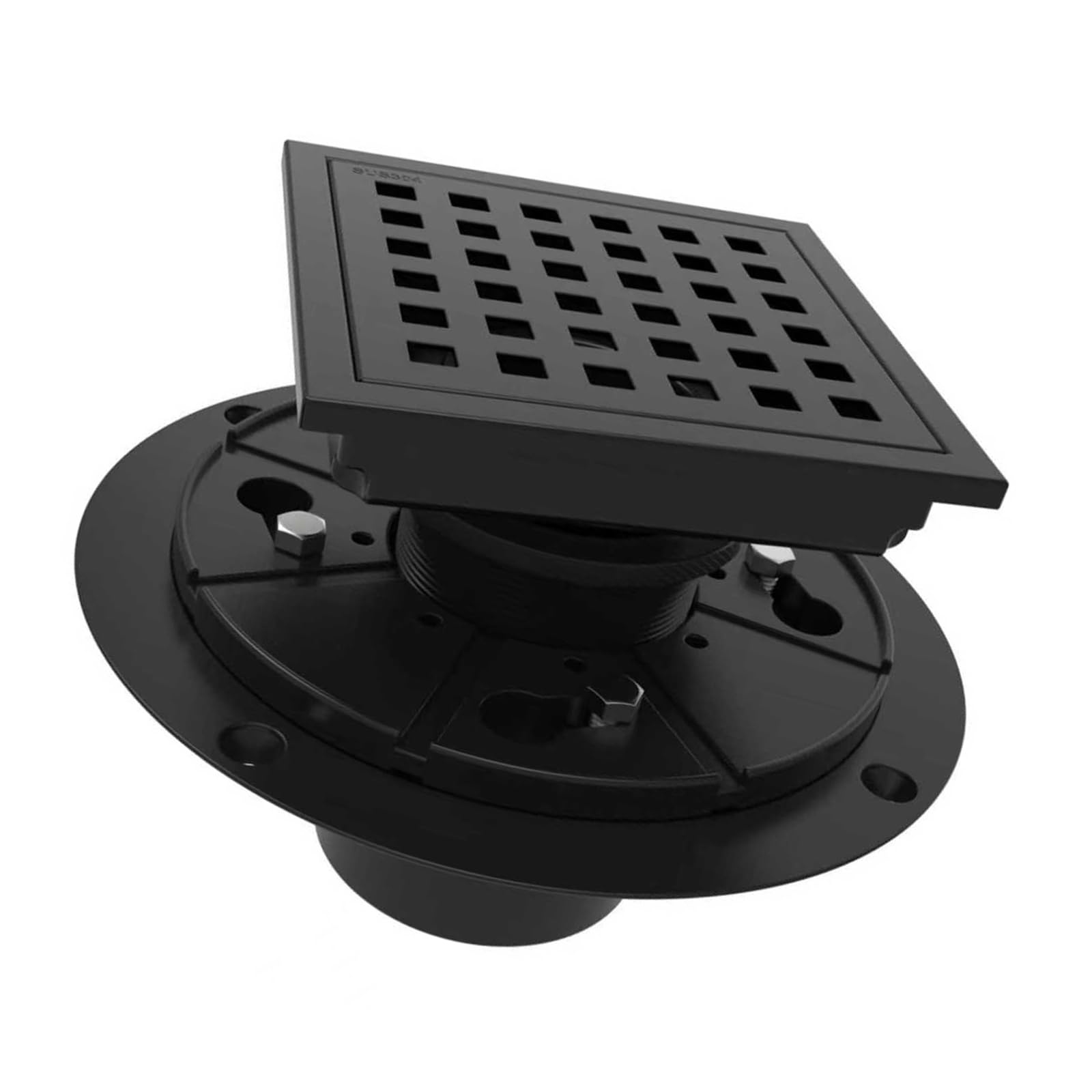 Elnwnnkc 4 Inches Black Efficient Drainage Stainless Steel Floor Drain Bathroom Square Shower Drain With Flange Hair Strainer Removable Grids Hair Strainer Removable Grids