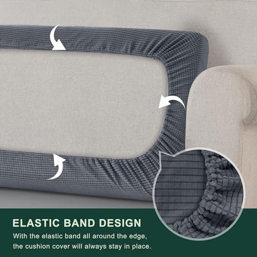 Image of Chunyi Jacquard Polyester Spandex Cushion Slipcover (Sofa Cushion, Gray)
