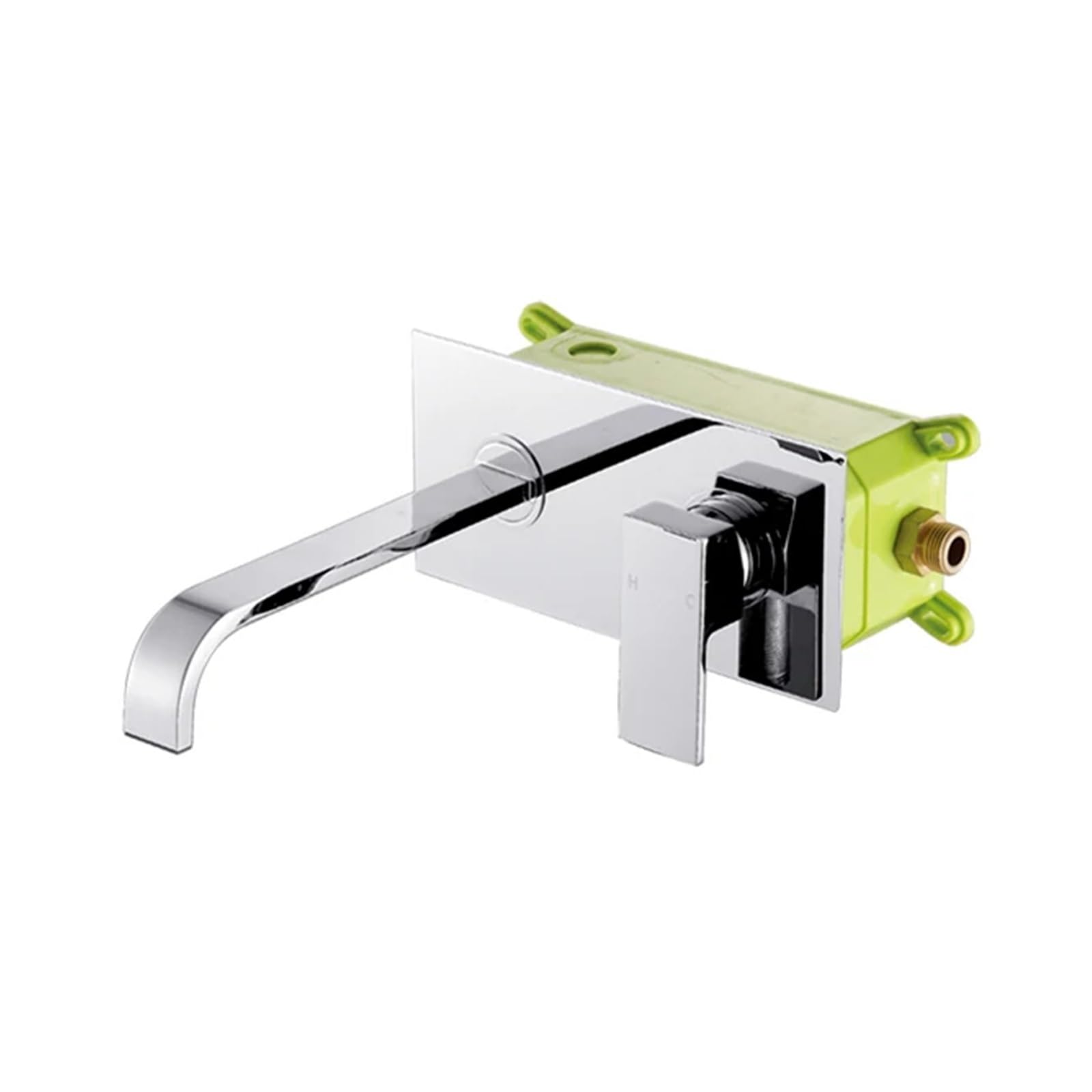 DFGHNBVC Bathroom Basin Sink Faucet Wall Mounted Square Chrome Brass Mixer Tap With Embedded Box Mixer Tap Faucet,A