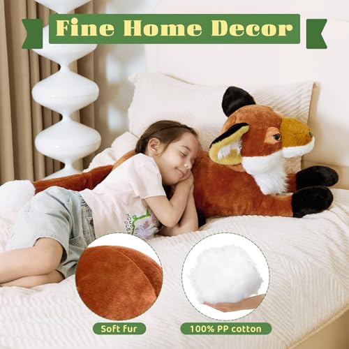 Image of BENINY Giant Fox Stuffed Animal 30 inch, Large Stuffed Foxes Plush Toy, Fluffy Toy Birthday Gifts Throw Pillow for Kids - Sweet Companion