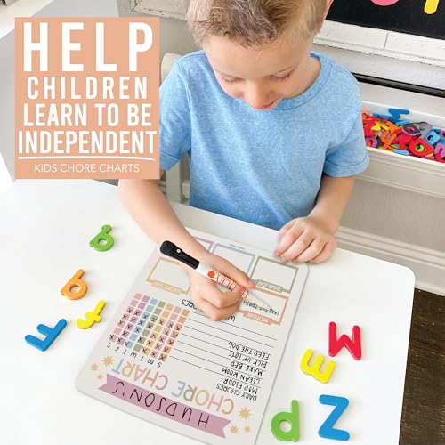 Image of Hadley Designs Magnetic Chore Chart for Kids Multiple Kids - Dry Erase Family Chore Chart for Fridge, Weekly Chores Checklist Kid, Behavior Charts for Home, Classroom Muted Chores Board in School