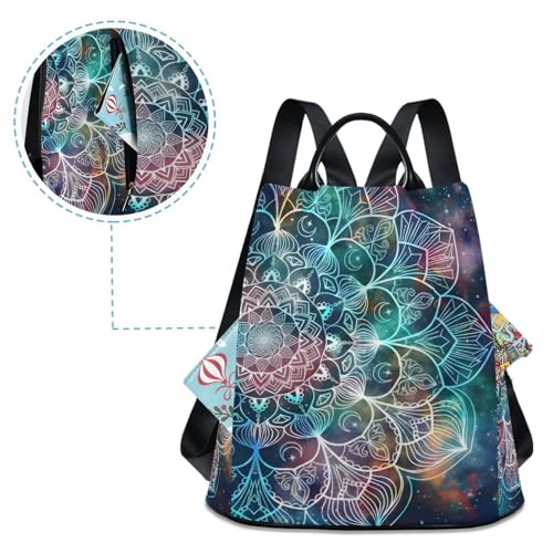 Image of ALAZA Galaxy Colorful Mandala Backpack Purse for Women Anti Theft Fashion Back Pack Shoulder Bag