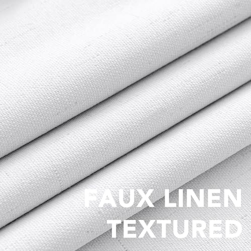 Image of H.VERSAILTEX Linen Blackout Curtains Durable Thick Textured Linen Look 100% Blackout Patio Door Curtain Anti Rust Grommet Extra Wide Sliding Door Curtain Panel, W100 x L108 inch - White