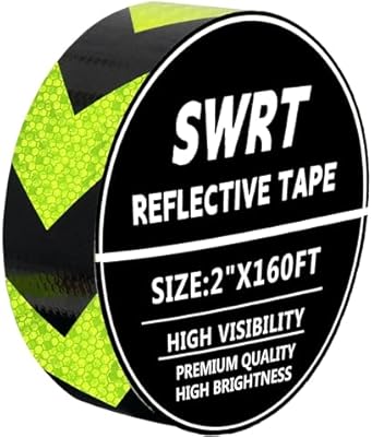 SWRT 2 Inch X 160 FT Reflective Tape Outdoor Waterproof Black & Green Reflective Tape Heavy Duty Strong Adhesive Hazard Caution Safety Warning Tape Reflector Conspicuity Tape for …