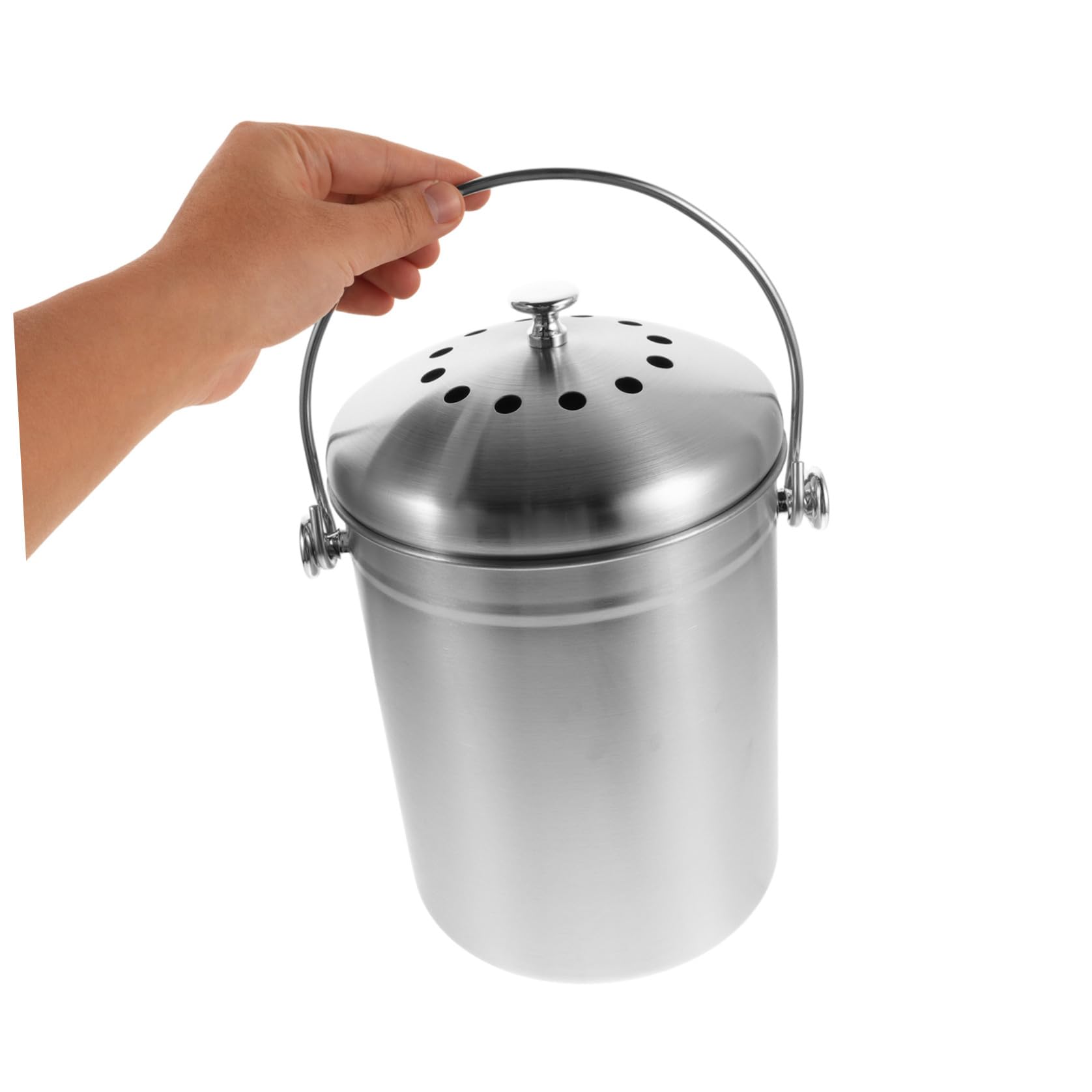 5l Edelstahl Küchenkomposteimer mit Deckel und Aktivkohlefilter Kompakter Biomülleimer für Obst und Gemüsereste für Küche und Innenbereich