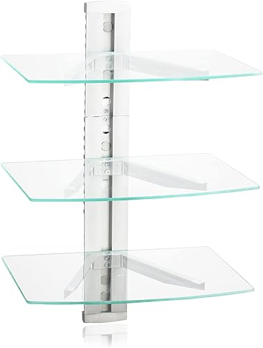 Estante flotante de DVD, soporte de pared de cristal para TV con estante para reproductor de DVD, PS4, cajas de cable, consolas de juegos, caja de