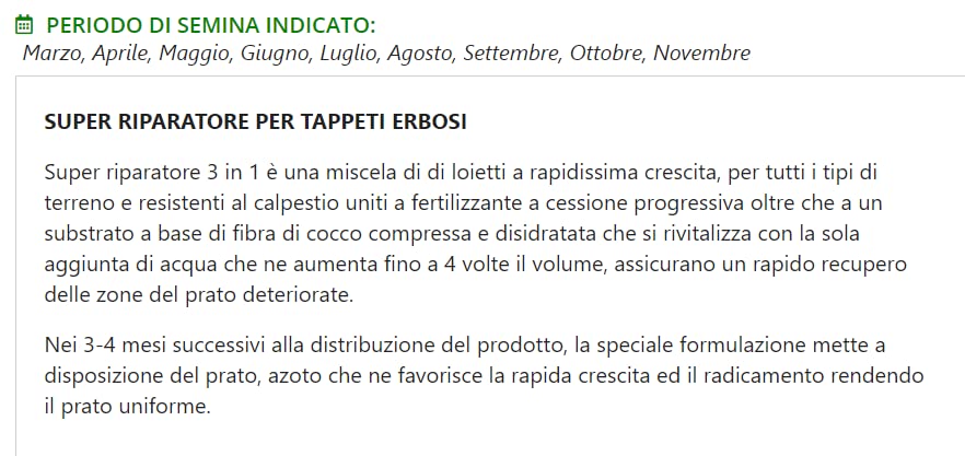 Super Riparatore per Tappeti Erbosi confezione da 500 grammi