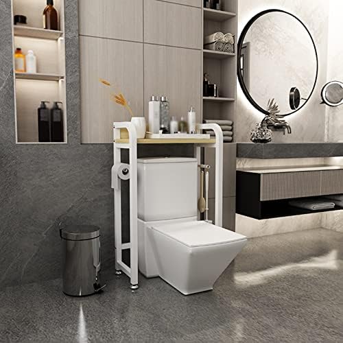 Over-The-Toilet Storage Rack, Multifunctional Bathroom Organizer Shelf Over Toilet Freestanding Space Saver Toilet Stands，Single Layer （Black White）