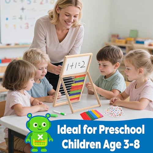 image for Gotoofun Wooden Abacus for Kids Math - Double-Sided Blackboard Whitebo