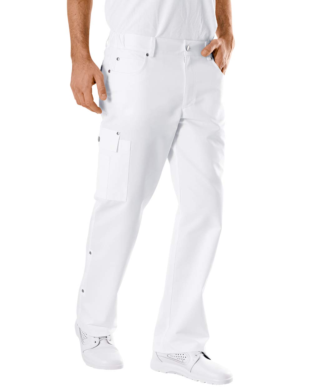 CLINIC DRESS Hose für Damen und Herren, lässige Beinweite, 5-Pocket-Form, Krempelfunktion, Taillenbund mit seitlichem Gummizug, 95 Grad Wäsche