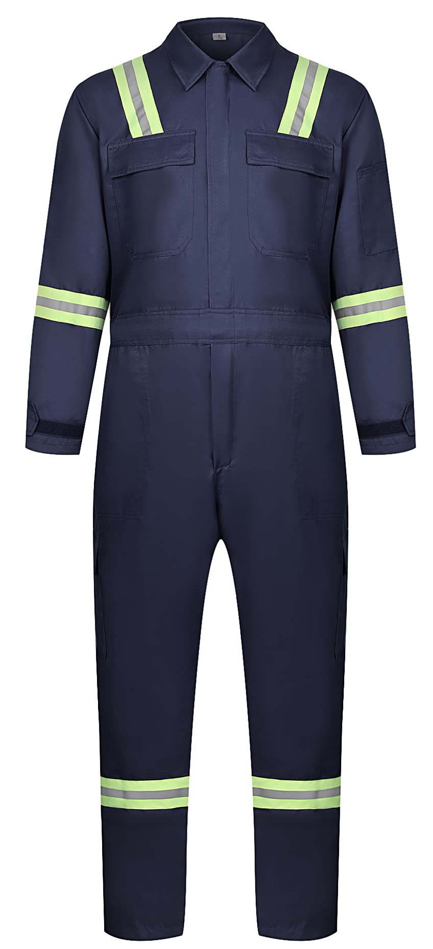 Yukirtiq Men's Navy Blue Work Overalls Boilersuit Multi Pockets Mechanics Boiler Suit Warehouse Garages Students Workerwear Suit Polycotton Overall With Reflective Tape