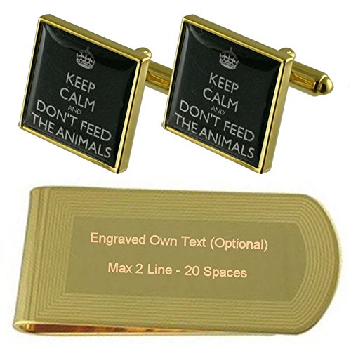 Select Gifts Nicht füttern Tiere Gold-Manschettenknöpfe Geldscheinklammer Gravur Geschenkset