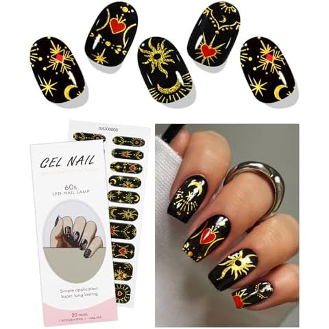 JMEOWIO Semi Cured Gel Nail Strips Cover