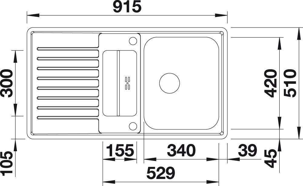 BLANCO CLASSIC PRO 5 S-IF 523663 Grifería de cocina con control a distancia de drenaje, bandeja reversible, mueble de baño de 50 cm, acabado satinado de acero inoxidable