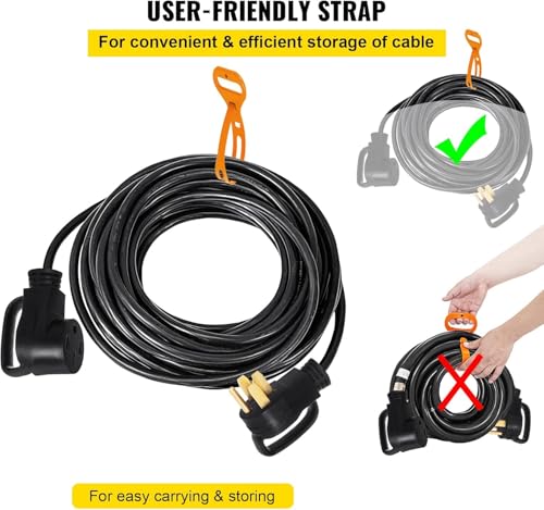 VEVOR 25 FT 50Amp RV Extension Cord NEMA N14-50P to N14-50R, 125 / 250V Heavy Duty STW 6/3+ 8/1 RV Power Cord, for EV Charging and RV Trailer Campers by VEVOR - Image 3