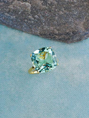 YoTreasure Green Amethyst Solid Sterling Silver Gold Plated Statement Ring Jewelry3