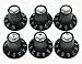 KAISH 6x Guitar AMP Amplifier Skirted Knobs Black w/Silver Cap for Fender Style AMP Amplifier