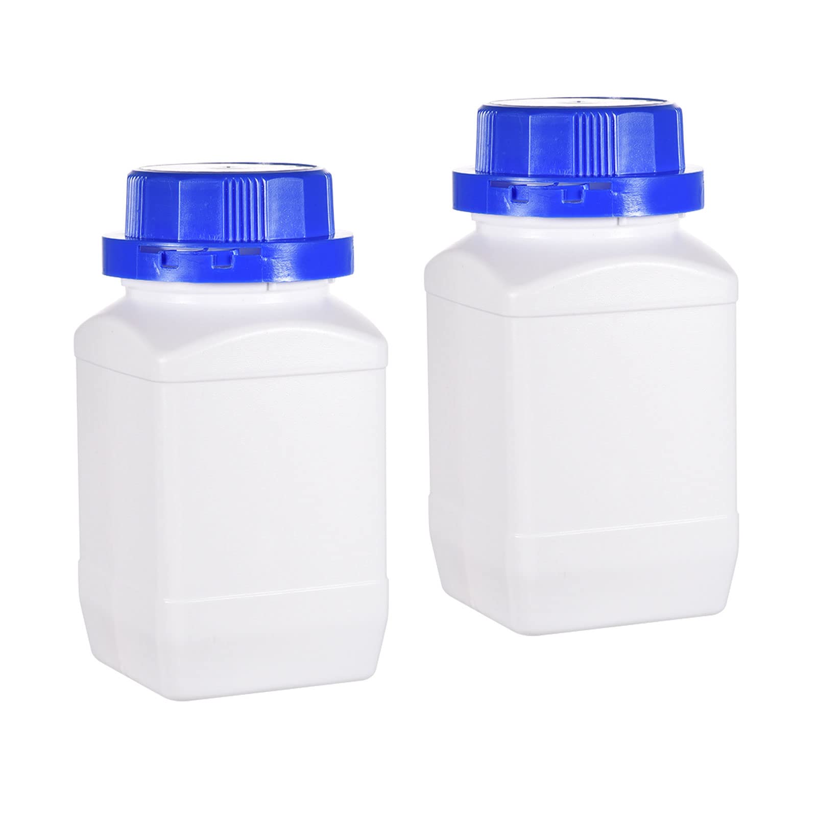 YOKIVE 5 Pcs Bouteille Stockage Chimique, Conteneur Carré Avec Large Ouverture | Scellage D'échantillon Réactif, Idéal Pour Laboratoire, Magasin, Usine (Translucide, 500-ML)