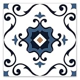 WOWSTAR 30-Pack Peel and Stick Floor Tiles, 12 x 12in Vinyl Flooring Tiles, Self-Adhesive Waterproof Flooring Planks for Kitchen, Dining Room, Bedrooms, 30 Sq. Ft - Blue Flower Texture