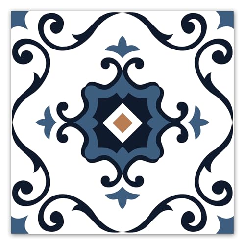 WOWSTAR 30-Pack Peel and Stick Floor Tiles, 12 x 12in Vinyl Flooring Tiles, Self-Adhesive Waterproof Flooring Planks for Kitchen, Dining Room, Bedrooms, 30 Sq. Ft - Blue Flower Texture