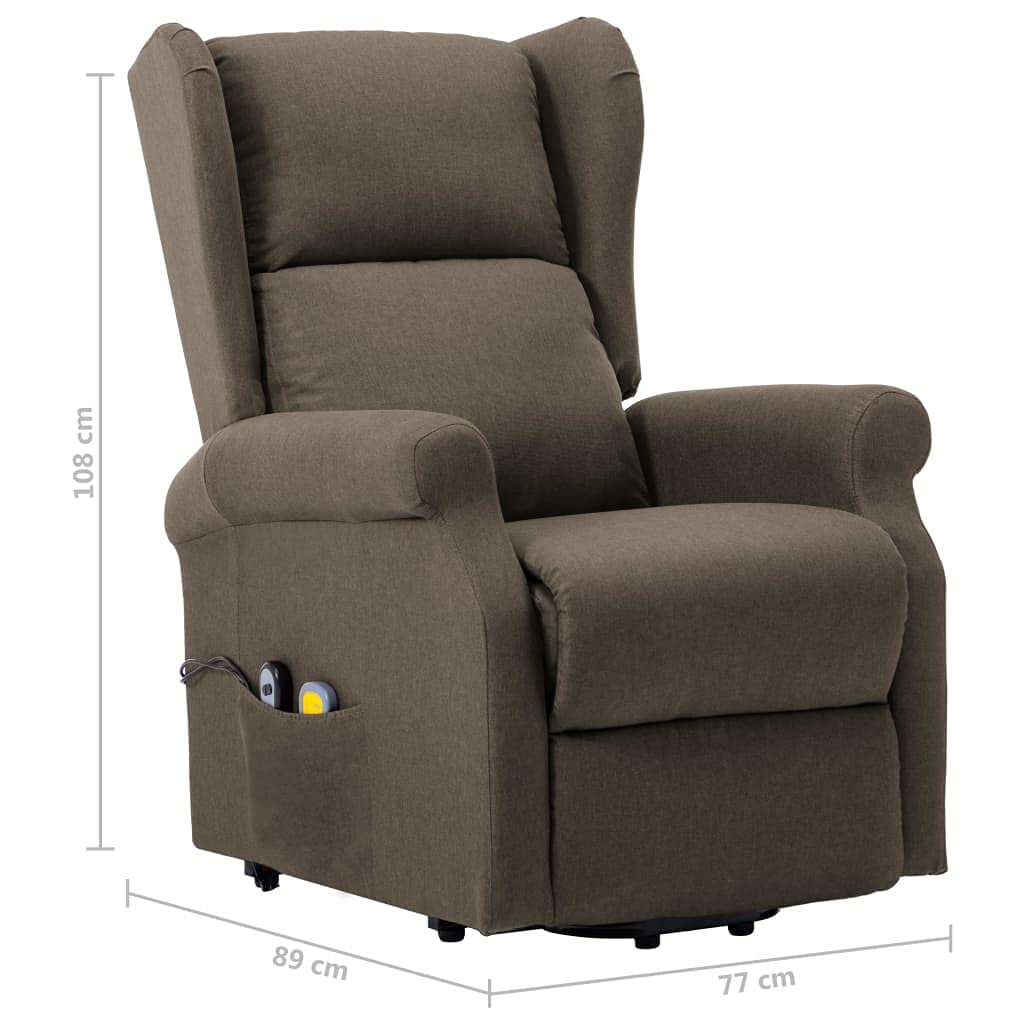 vidaXL Poltrona Massaggiante Alzapersona Poltroncina per Massaggi Divano Singolo Massaggiatore Sedia TV Arredamento Grigio Talpa in Tessuto