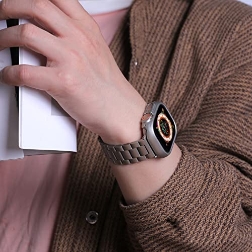 Beiziye Compatible For Apple Watch Ultra Band 49Mm With Case, Premium Stainless Steel Metal Apple Watch Ultra 49Mm Band And Pc Case Replacement Adjustable Strap For Men Women (Titanium-Titanium Case, 49Mm) #TOP5
