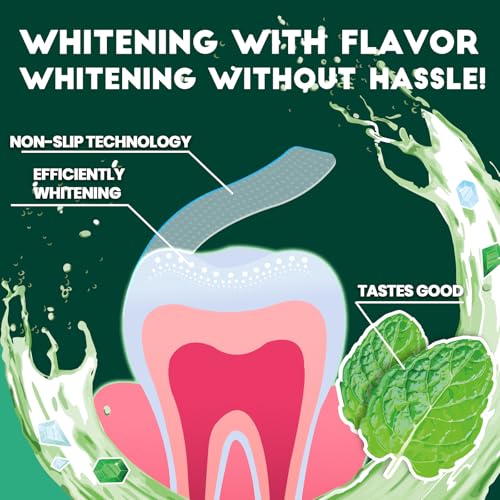 Image of Teeth Whitening Strips for Tooth White: Professional Dentist Formulated Teeth Whitener Enamel-Safe Non-Slip 14 Strips 7 Treatments (14 Count (Pack of 1), Spearmint)