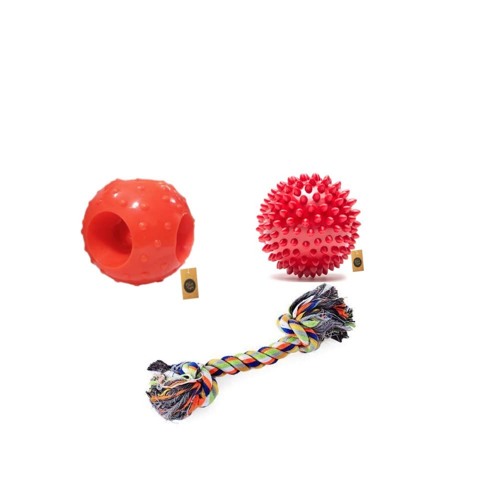 The Pets Company Rubber Dog Chew Toy Combo ( Dog Hole Ball 3" + Dog Spike Ball 3"+ Cotton Rope Bone 6") | Teething Toys for Puppies & Small Breed Dogs (B0BMLGCLCM) Amazon Price History, Amazon Price Tracker