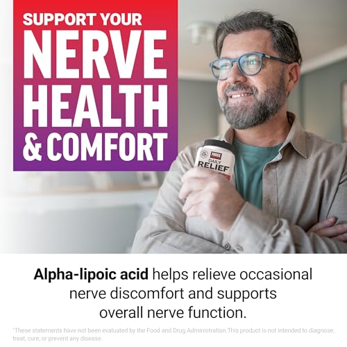 Image of Force Factor Daily Relief Nerve Supplement with Alpha Lipoic Acid, B Vitamins, CoQ10 & Acetyl-L-Carnitine HCl for Nerve Discomfort in Hands, Feet, Toes & Fingers, Blueberry Acai, 30 Soft Chews