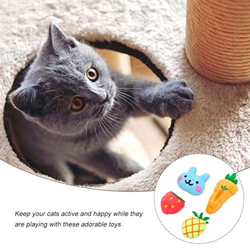 Popetpop Brinquedos interativos para gatos de interiores, gatinhos, mastigáveis, gatos, frutas, dese