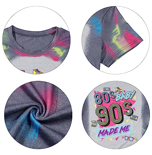 FLOYU 80s Baby 90s Made Me Shirt Womens 90s T-Shirt 90's Outfit Tops Casual 1990s Party Shirts Top4