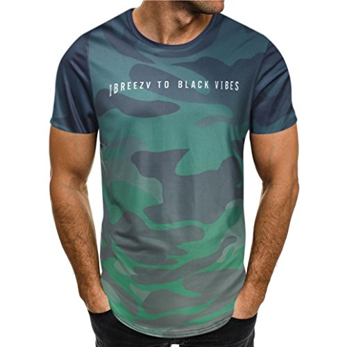 Camiseta para Hombre, Xinantime Camiseta de Camuflaje Blusa Superior de Manga Corta Delgada Ocasional de los Hombres (L, Verde1)