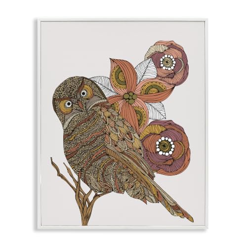 Patterned Owl Blossom Bird, 24 x 30 Inch Framed Giclée Print