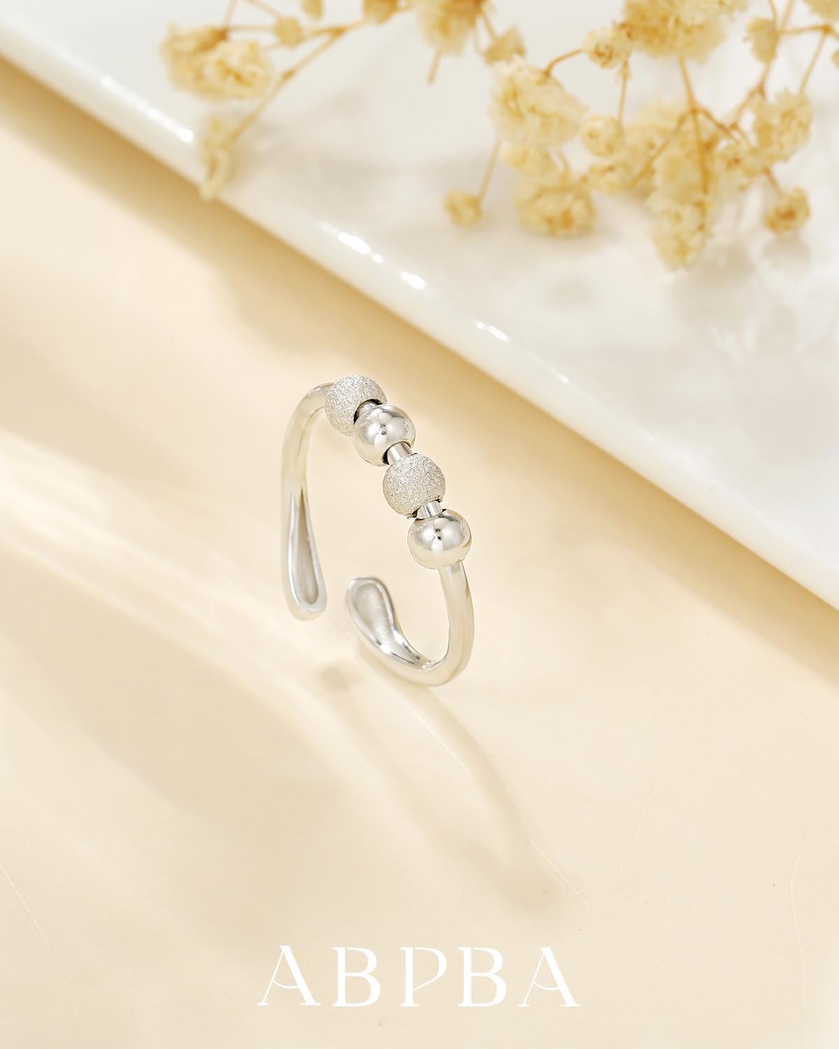 Anxiety Rings for Women 925 Sterling Silver Fidget Ring Adjustable Open Fidget Rings for Anxiety Stress Relief Ring Gifts - Image 6