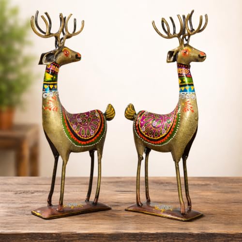 Image of CraftVatika Home Decor Romantic Couple of Lucky Deer Reindeer Set, Home Decoration Items for Living Room, House Warming Gifts, Decorative Items for Drawing Bed Room, Return Gift Items for Woman Man