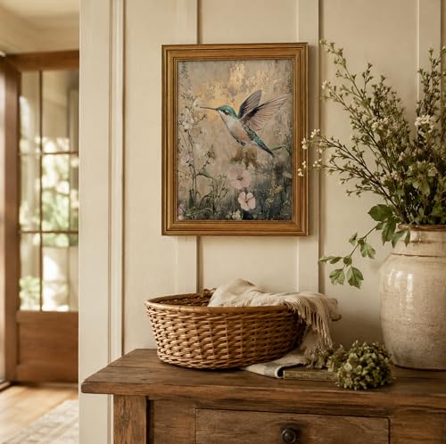 Image of NALEPS Vintage Hummingbird Framed Wall Art, Bird Pictures Wall Decor,9x11