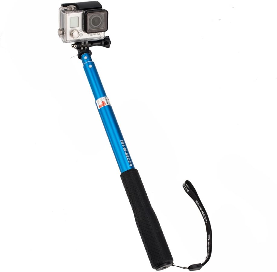 Telescopic Handheld Monopod Pole Selfie Stick SD-208 for GoPro Hero 2 3+ 4 5 6 and GoPro Session, SJCAM SJ4000 SJ5000 Xiaomi Yi Action Cameras,36" (Blue)