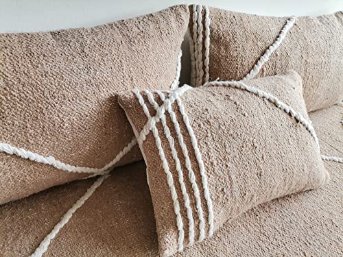 Foamrush Moroccan 6" X 28" X 72" Brown/Cream Woven Textured Rope Floor Cushion Couch W/Gel Memory Foam, Armless Loveseat, Floor Poof, Floor Sofa, Boho Couch, Modern Sofa, Floor Pillow Cushion #TOP3