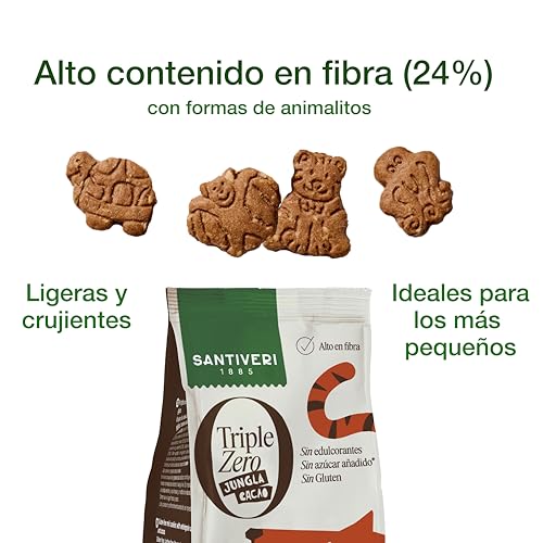Miniatura 5 de Santiveri - Galletas Jungla Cacao Triple Zero, Galletas Crujientes Con Avena Integral Y Proteína De Guisante, Altas En Fibra, Sin Edulcorantes, Sin Azúcar Ni Gluten, Ideal Para Niños Vegano - 120 G