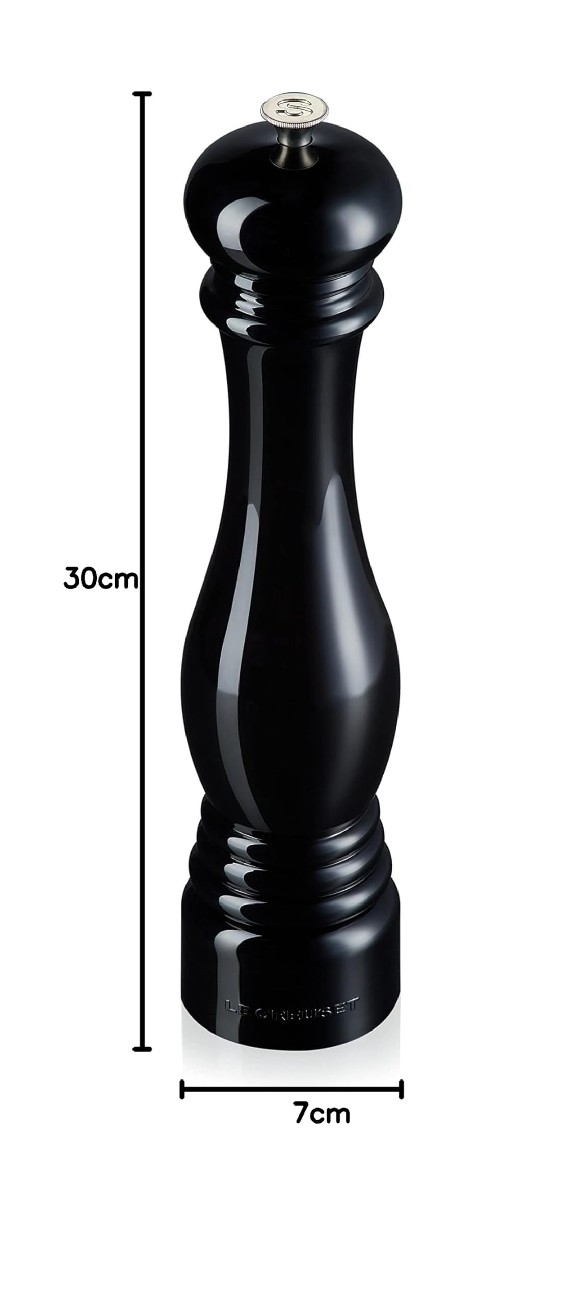 Le Creuset Molinillo de sal clásico ajustable, Plástico ABS resistente a grietas, Anticorrosión, 518 g, Negro Onyx, 96002800140000