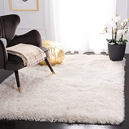Image of Urban Modern Decor Features 4x6 Feet Modern Soft Shaggy Carpet Thick, Fluffy & 2 inch Pile Shag Rug for Your Kids Room, Bedroom & Livingroom(4x6 feet, Ivory Plain)