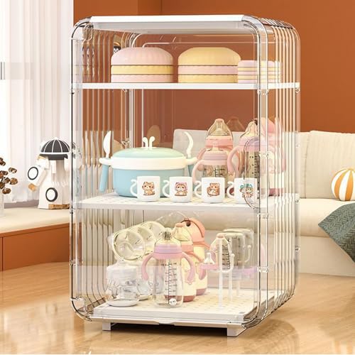 U-HOOME Baby Bottle Organizers and Storage Toddler Cutlery Organizer Clear Dustproof Nursing Bottle Drying Rack Cups Holder for Baby Toddler Kitchen Countertop Organizer Dorm Room Pantry Table