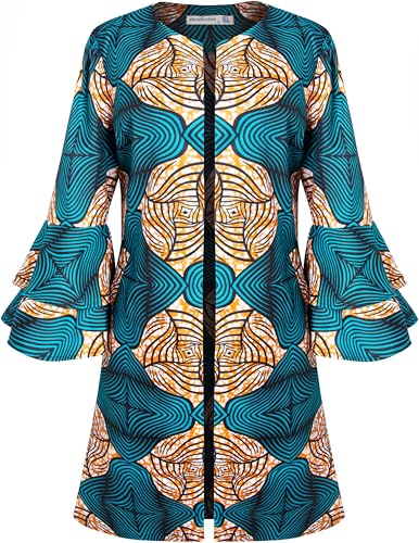 Image of SHENBOLEN Women African Print Jacket Dashiki Traditional Top Dress