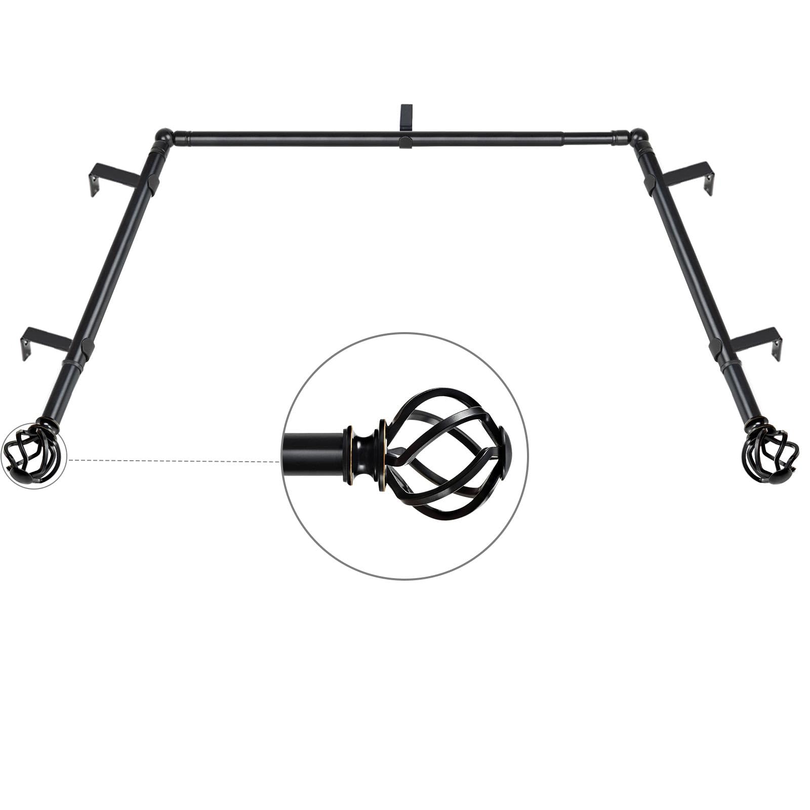 KAMANINA Doppia Asta Per Tende Telescopica, 91-182 Cm, Terminali Vintage Quadrati, Bronzo, Con Staffe