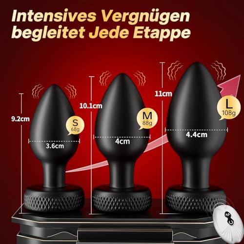 4 Teiliges Analplug Set mit Vibrationen in Voller Größe, Analvibratoren Analplug# für Frauen Männer 10×3 Vibrationsmodi mit Fernbedienung, Prostata Stimulation Anal Plug Vibratorensets mit Analdusche