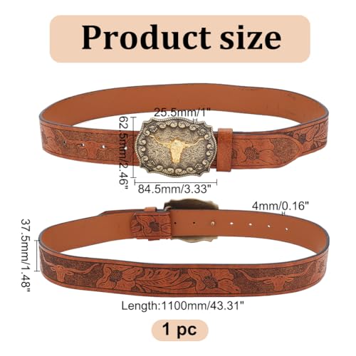 Western Cowboy PU Leather Belt Engraved Buckle Belts Country Rodeo Buckle Belt Vintage Belt Bull Buckle Belt2