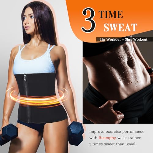 Reamphy 0601WTI-BXL Waist Trainer Corset Women Workout Trimmer Sweat Sports Girdle Belt Body Shaper thumb #2