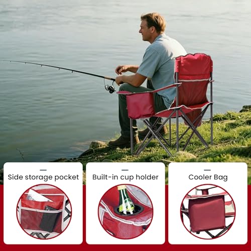 Silla de Camping Sobredimensionada SAILARY VS23FC01-03RD-JL02, Capacidad 500 lbs, Color Rojo miniatura 5