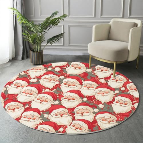Tapis rond antidérapant et lavable grand format Noël